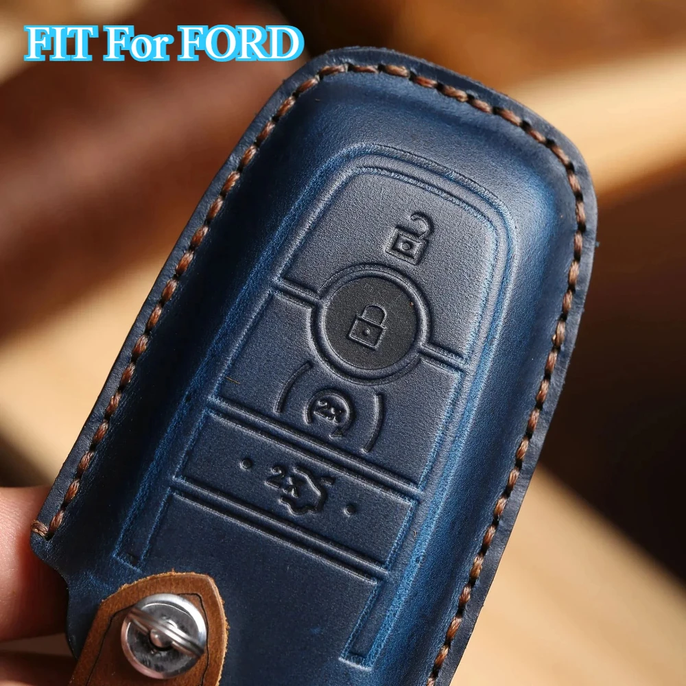 Premium Leather Car Key Case Cover & Keychain Holder