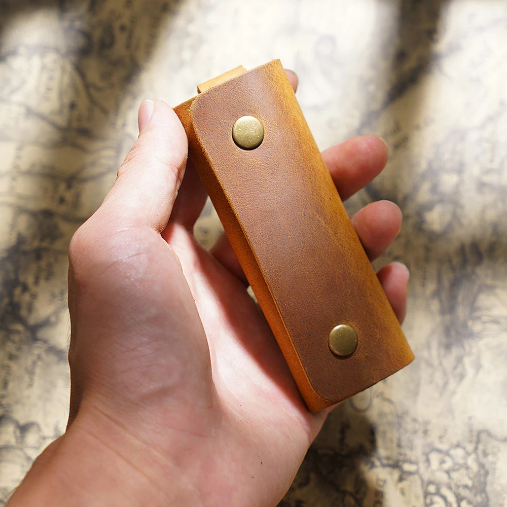Genuine Leather Key Holder Minimalist Protective Key Case Pouch for Door Keys Durable Organizer Wallet