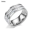 88579-affbcf.jpg Bague de luxe en acier inoxydable pour femmes, or Rose, Double rangée carrée, Zircon, romantique, fiançailles, fête de mariage, bijoux, cadeau pour femmes
