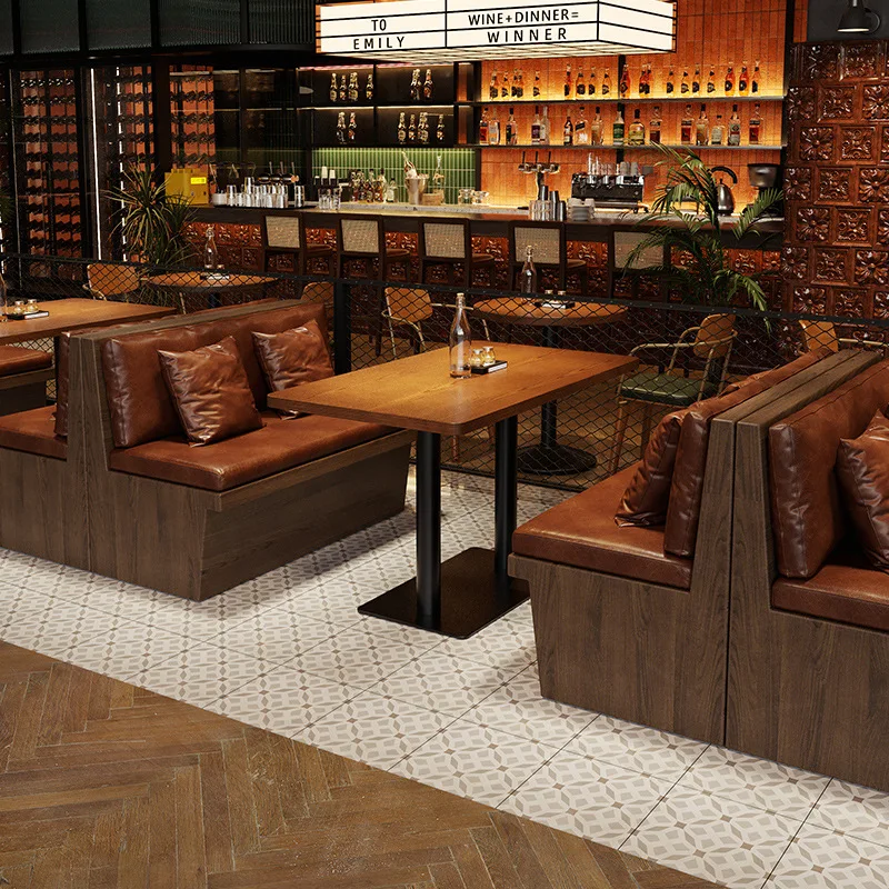 Table and Chair Booth Combination Table Chair Restaurant Bar Western Restaurant Dining Table Dining Chair Commercial Booth