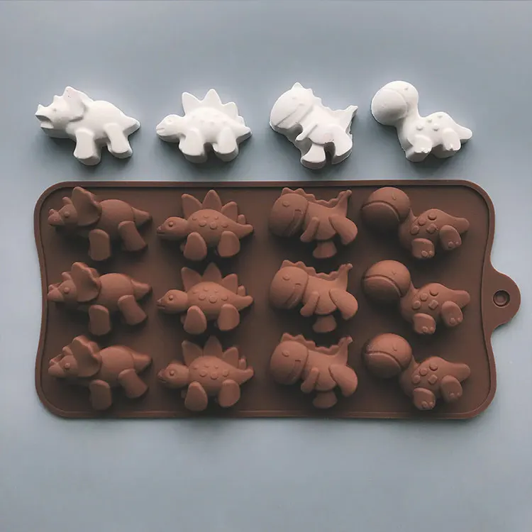 3x Dino Backformen Silikon - Dinosaurier Kuchenform 6 Förmchen