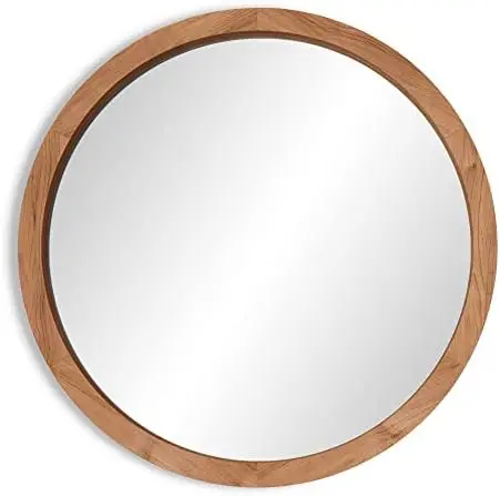 

Round Decorative Wood Farmhouse, Rustic Mirror, Bedroom Mirrors for WALL Decor, Hanging Mirror for Living Room, Bathroom Vanity