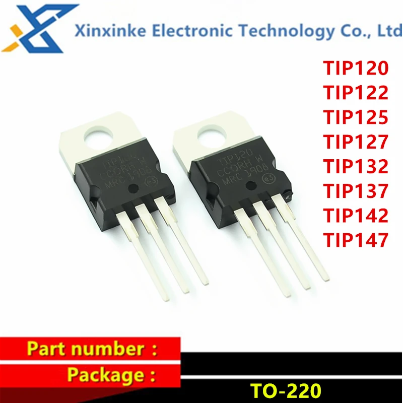 5PCS TIP102 TIP107 TIP110 TIP120 TIP122 TIP125 TIP127 TIP132 TIP137 TIP142 TIP147 TO-220 5A 100V Transistor Darlington Type NPN