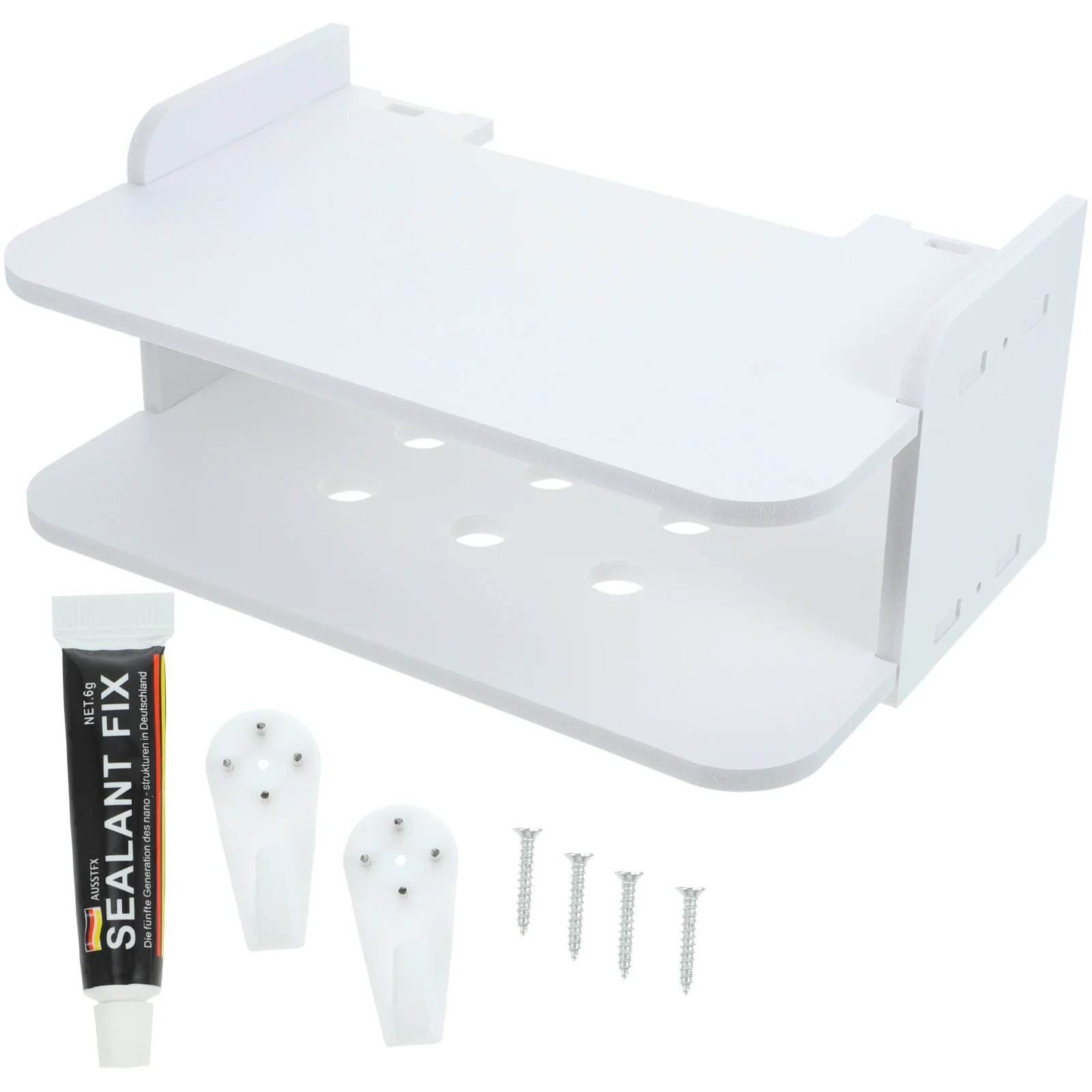 

Wall-mounted Storage Rack Shelf for Router Projector Bedside Wood Plastic Holder No Drill