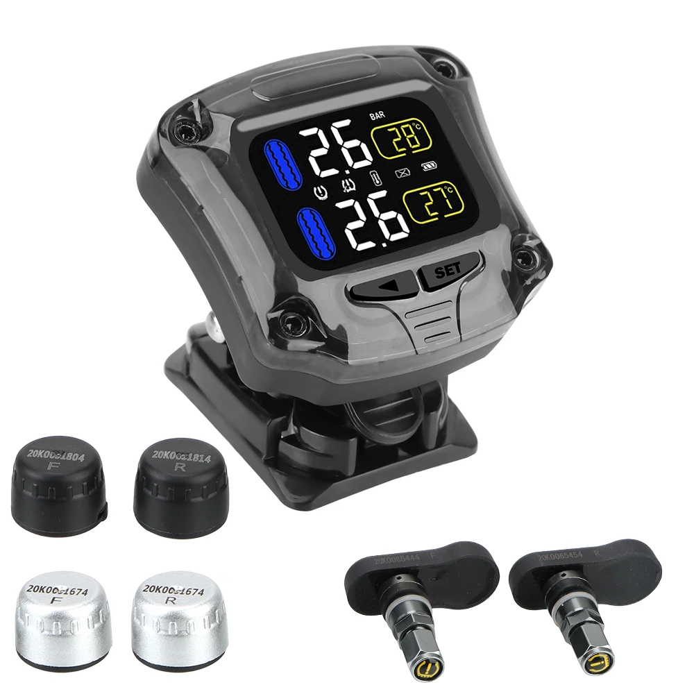 

LCD Screen Display Motorcycle Tire Pressure Monitoring System Support Real-Time And Temperature Motorcycle Motorbike Wireless