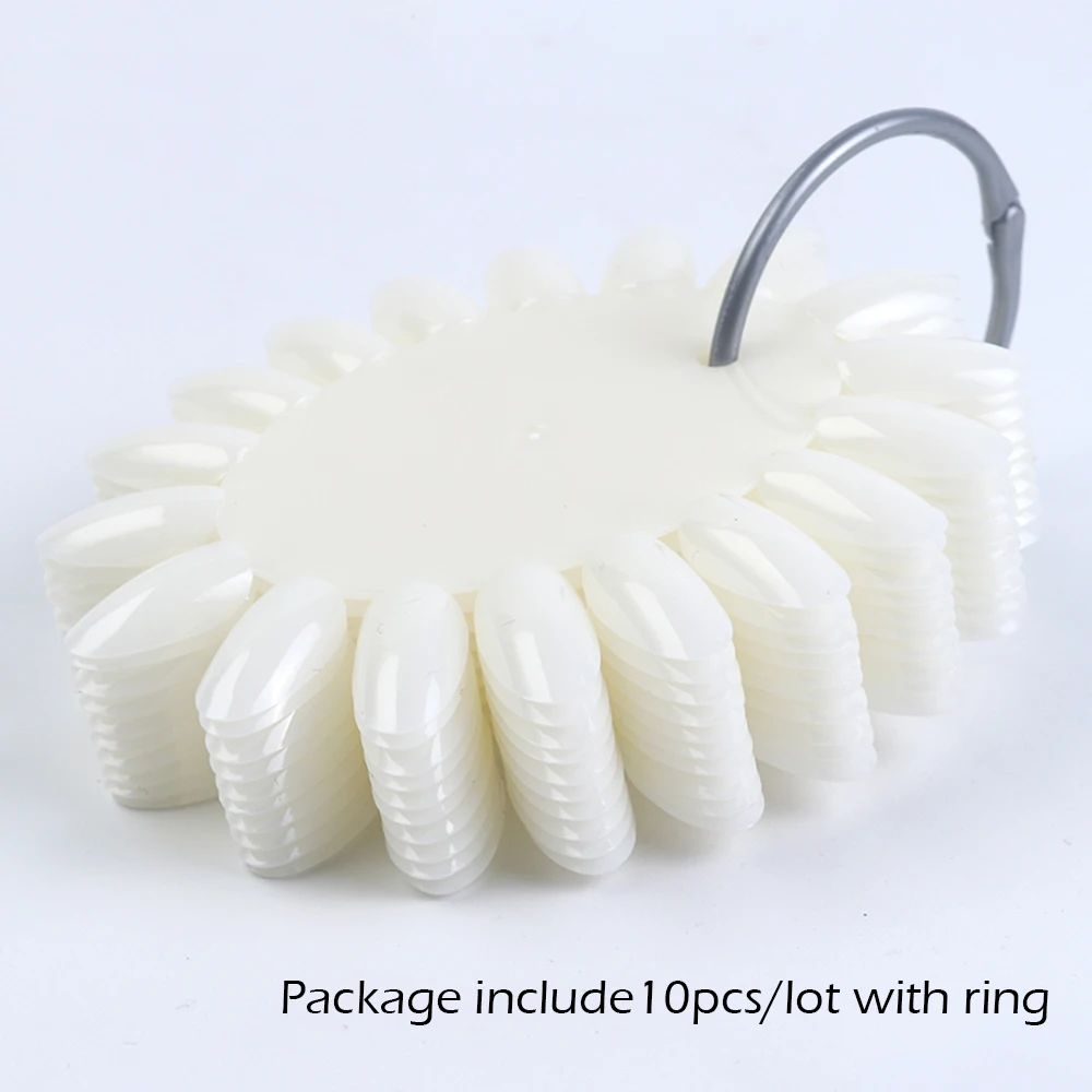 10pcs Round False Nail Art Tips Display Wheel Fake Nail Art Polish Color Card Acrylic Practice Palette With Ring Manicure SA1513