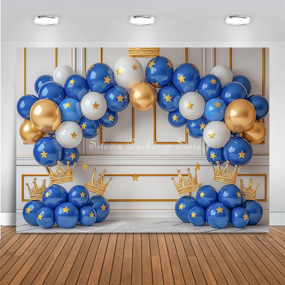Royal Prince Baby Shower Photo Background Blue and Gold