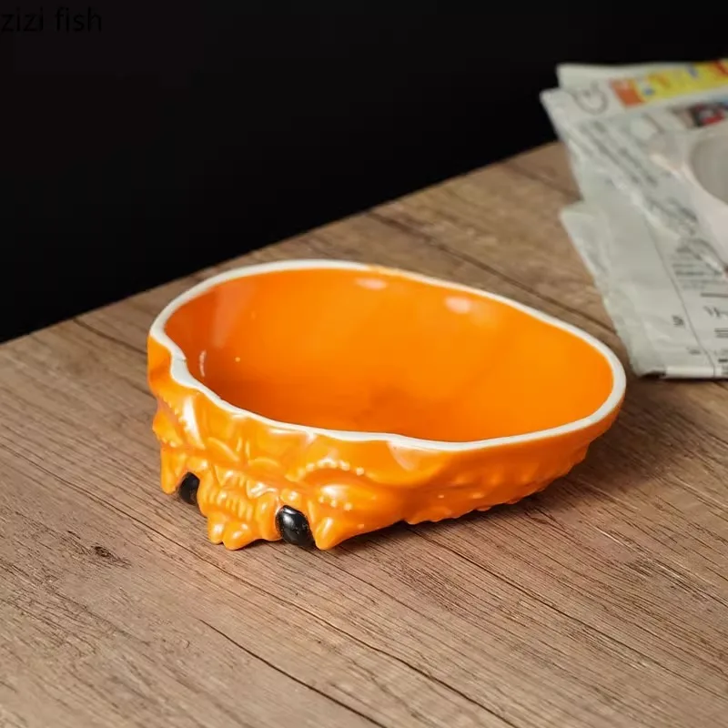 Creative Crab Shell Shaped Ceramic Dinner Plate Dessert Plate Sashimi Sushi Appetizer Restaurant Specialty Tableware