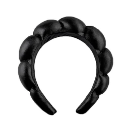 Fashionable Microfiber Wristband and Headband Set for Skincare and Makeup Routine (Black - 2)