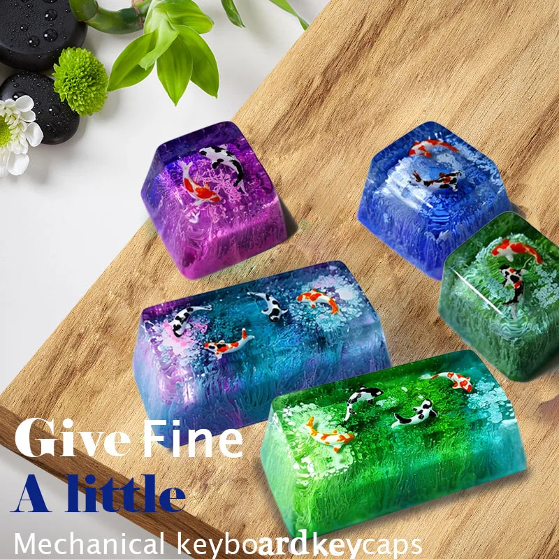 

Scenic Koi R4 ESC Backspace Resin Keycaps OEM Height For Cherry Mx Switch Mechanical Gaming Keyboard Replacement Handmade Keycap