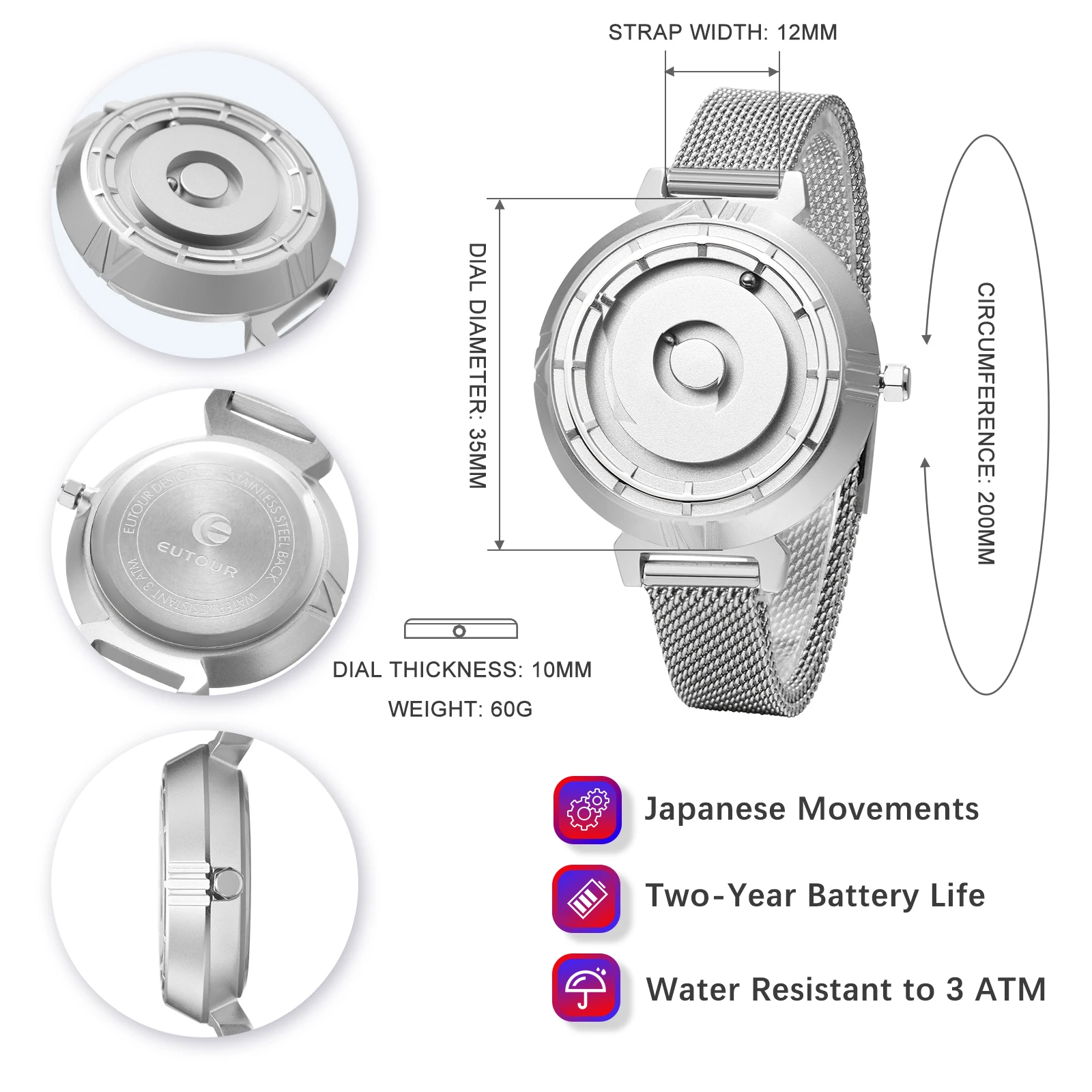 EUTOUR Original Design Magnetic Walking Beads No Hands Watch Ladies Compact Lightweight Luxury Niche Quartz Women's Watches 2