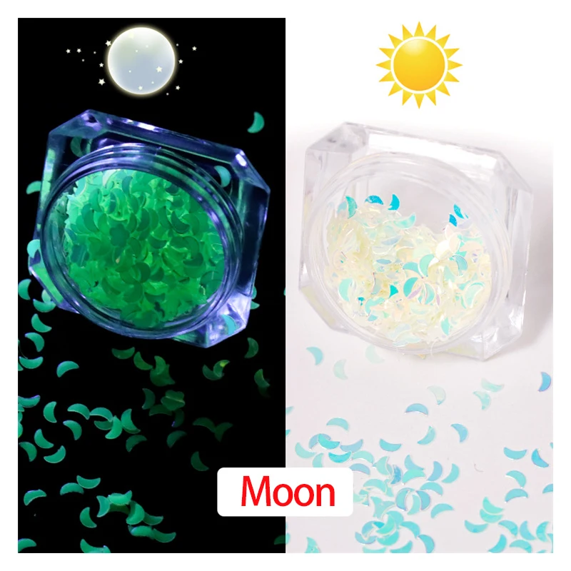 3 mm im Dunkeln leuchtender Harz-Paillettenfüller für Harzform, DIY-Zubehör, leuchtende Sterne, Mond, Glitzerflocken, Epoxidfüllungen – Detail 11