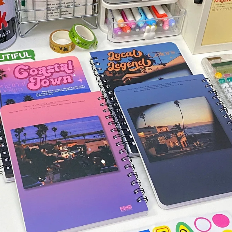 Caderno Retro com Linha Horizontal Branco Página Interna Notepad Kawaii Sobremesa Estilo Americano Scrapbook Journal a5 50 Folhas - Imagem 3