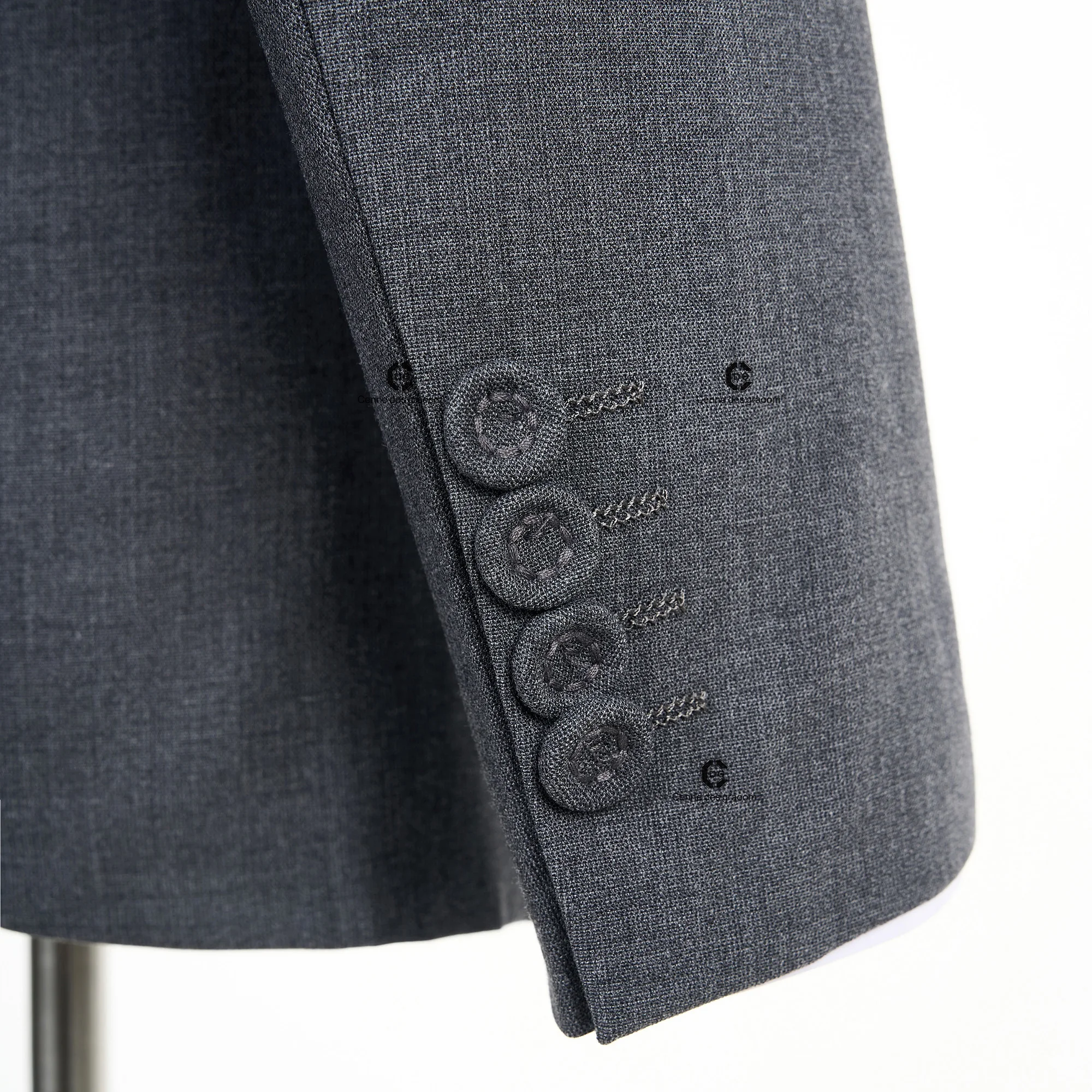 Cenne Des Graoom 2024 New Elegant Grey Suits for Men Double Breasted Hand Sewn Buttons 2 Pieces Set High Quality Wedding Party 5