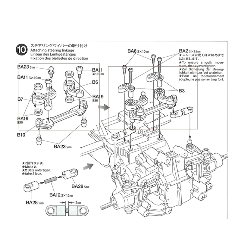 Kit direction RC Tamiya M05 M06 M-05Pro M-06Pro bleu aluminium
