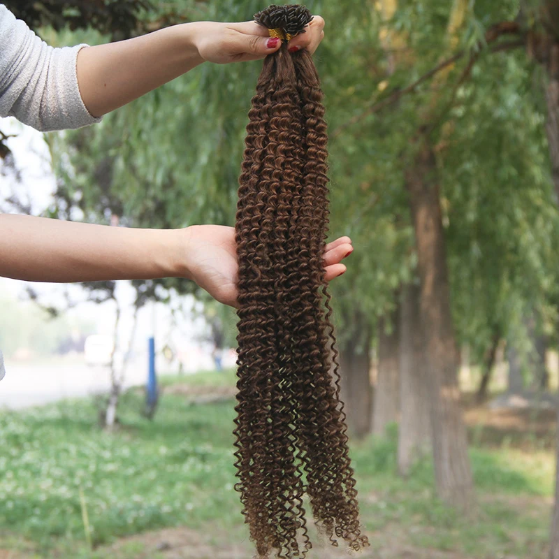 페루 딥 웨이브 4 613 블론드 캡슐 케라틴 플랫 팁 인간 헤어 익스텐션 컬리 레미 퓨전 프리 보세 헤어 14-30 인치