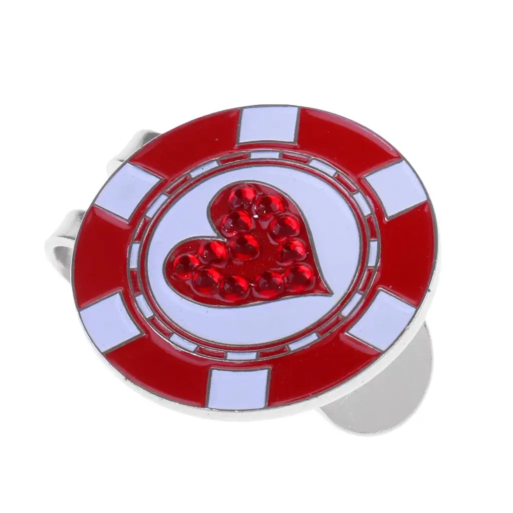 High Quality Alloy Heart Pattern Hat Visor Clip Golf Ball Markers
