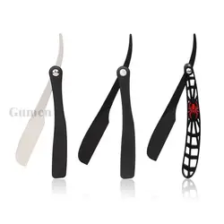 ABS/Metal Spider Handle Men Straight Edge Razors Zinc Alloy Folding Shaving Knife Barber Salon Removal Shaver With Feather Blade