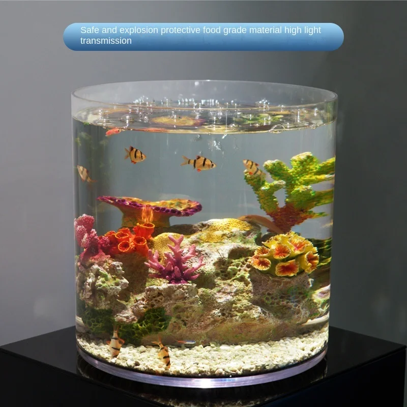 Cylindrical PC Fish Tank Anti falling Breakage Plastic Aquarium High