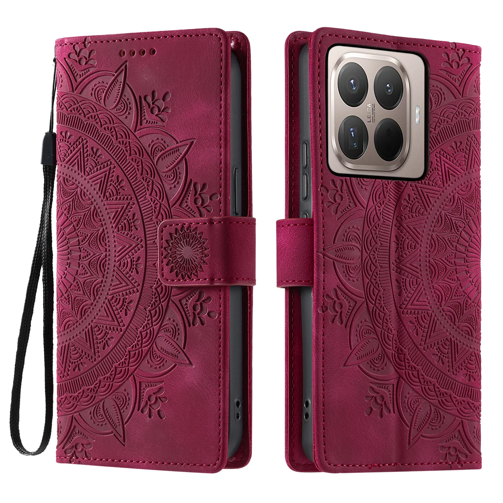 Totem Flower Leather Wallet Phone Case Cover