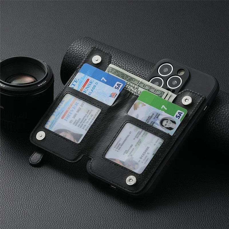 Leather Zipper Wallet Phone Case Cover