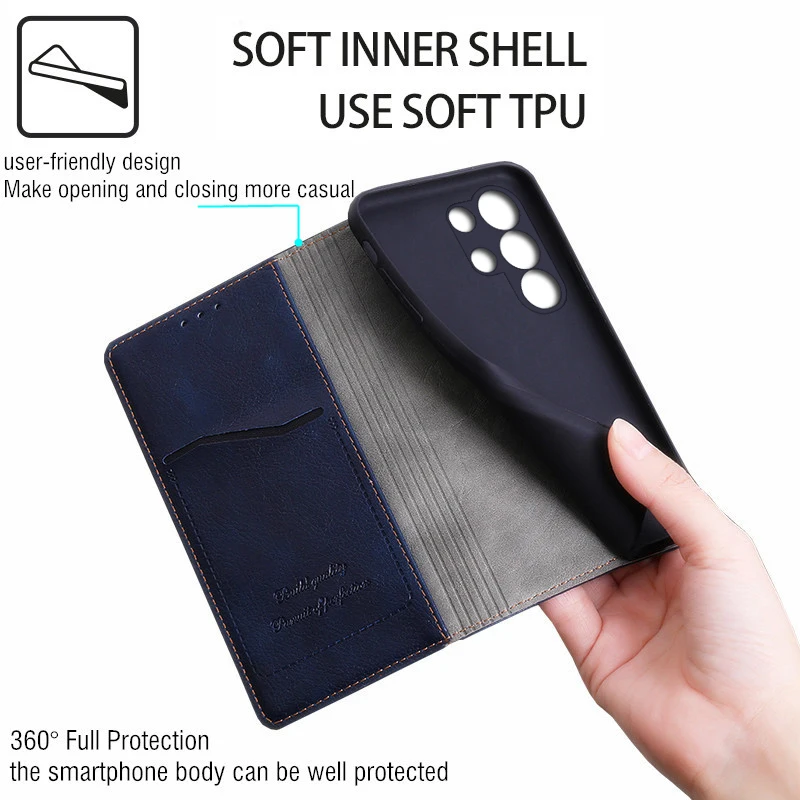 Retro Leather Phone Holster with Flip Cover