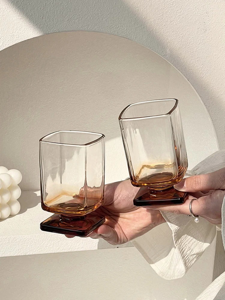 Retro Design Glass Cup for Home Use Beverage Whiskey Cotail Glasses High Aesthetic Value Small  Design Sense