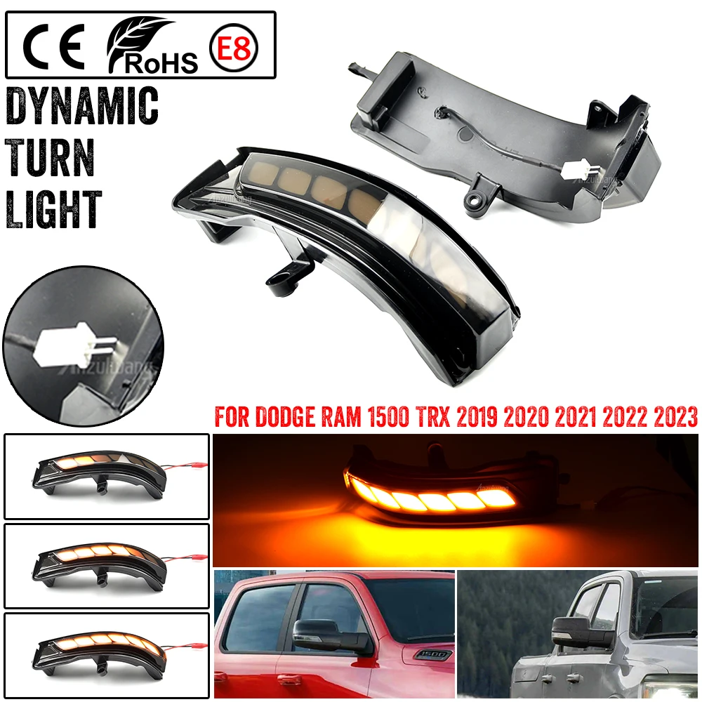 

2Pcs Dynamic Indicator Blinker For Dodge Ram 1500 TRX 2019 2020 2021 2022 2023 LED Turn Signal Side Mirror Light