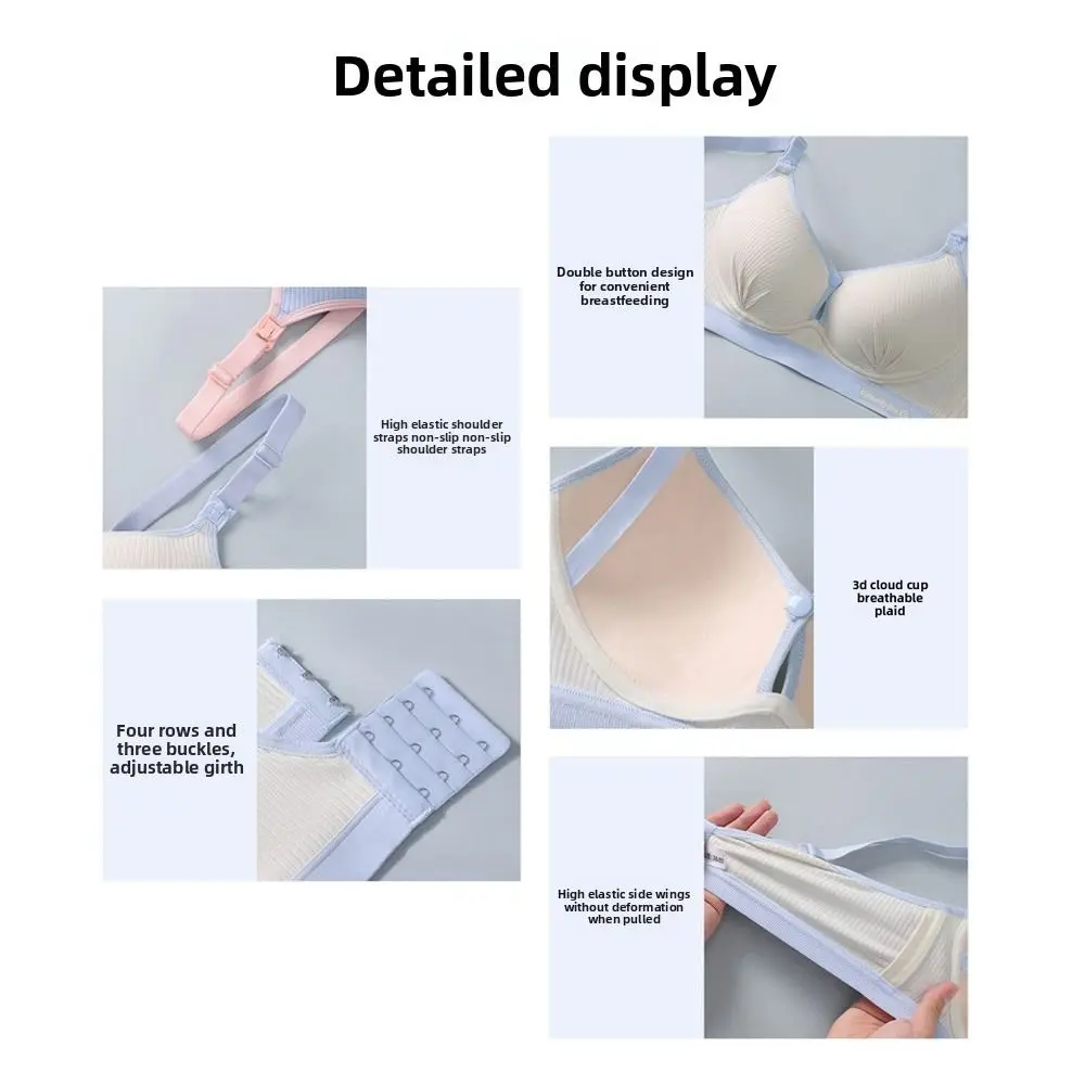 Double Buckle Nursing Bra Anti-sagging Breathable Pregnancy Bralette Pure Cotton Comfortable Nursing Bralette for Breastfeeding 6