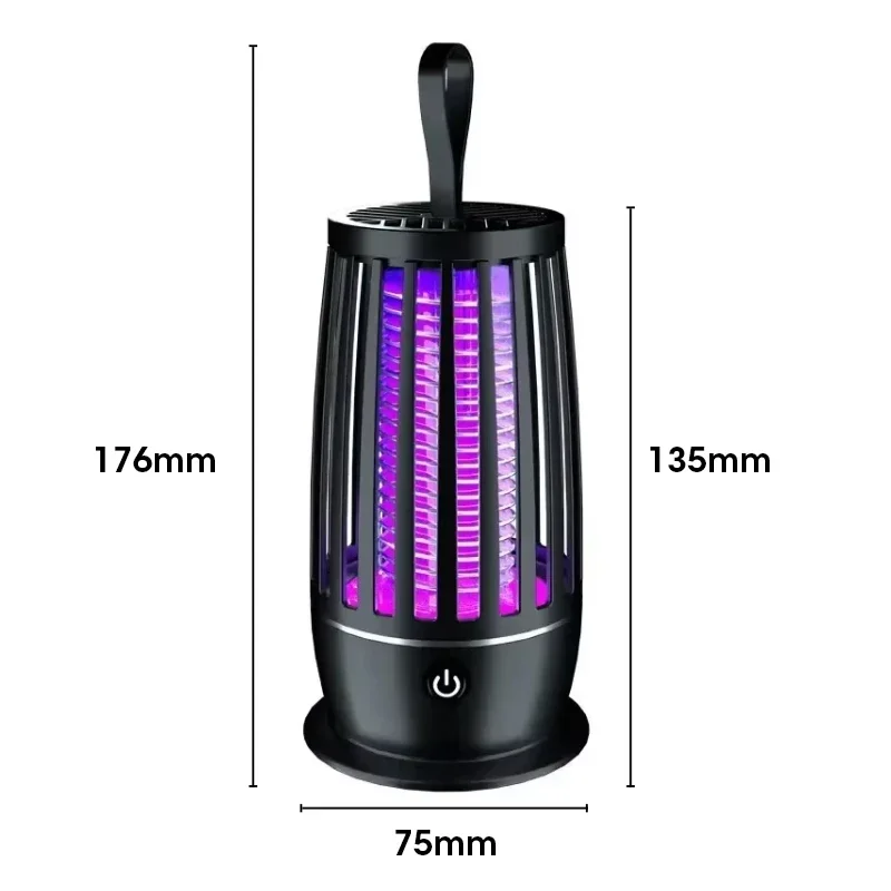 USB Rechargeable Mosquito Killer Lamp Silent Indoor/Outdoor Portable Electronic Pest Repellent for Bedroom/Patio Insect Trap