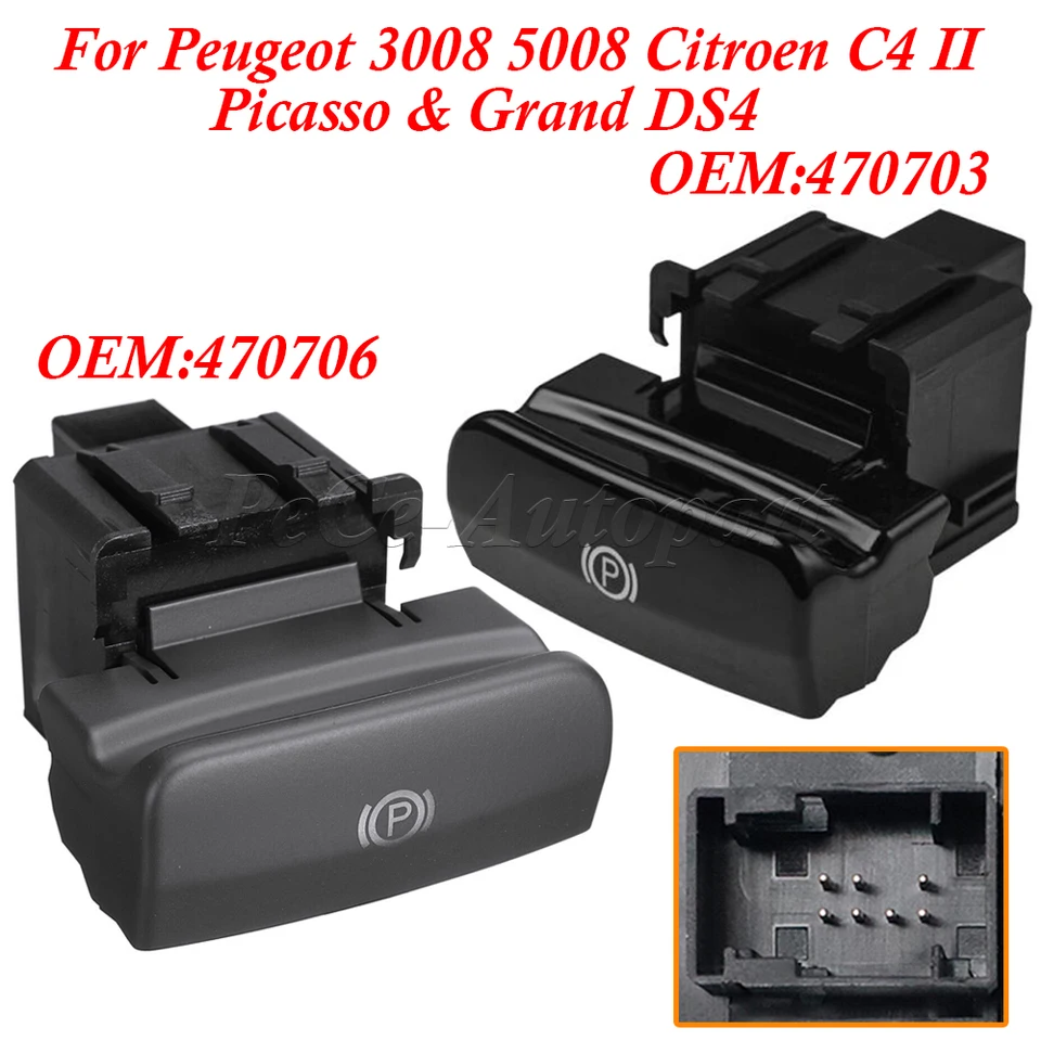 社外ブレーキパッド交換 ブレーキダスト解消 プジョー5008 #59U オートパーツ、3008/5008 車用電子パーキングブレーキコントロールスイッチ 470706 に適合、ブラック 交換用ア