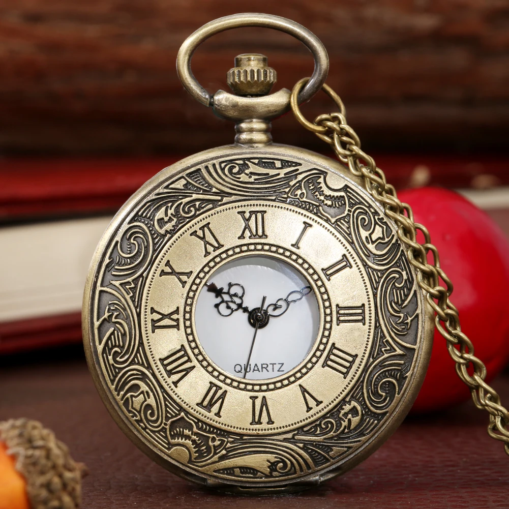 Reloj De Bolsillo con números romanos para hombre pulsera De cuarzo De hueco, collar con colgante, regalo _ - AliExpress Mobile