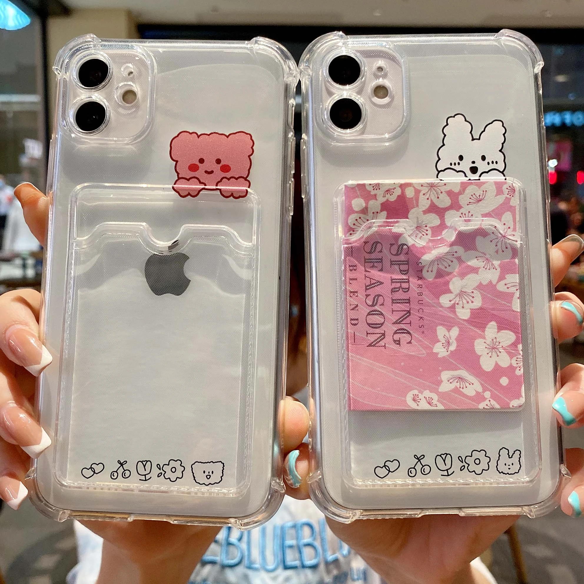 iphone 11 Pro Max cover case Cartoon Rabbit Bear Phone Cases for iPhone 13 12 11 Pro Max Mini Card Pouch Back Cover for iPhone XR X XS Max 7 8 6 6s Plus Se 2 case iphone 11 Pro Max 