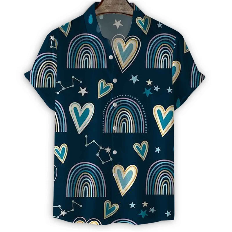thumbnail image 1 of Camisa de moda con estampado de flores en 3D para hombre, camisas hawaianas de manga corta con solapa de verano, blusa holgada con botones y flores para la calle, 1 of 5