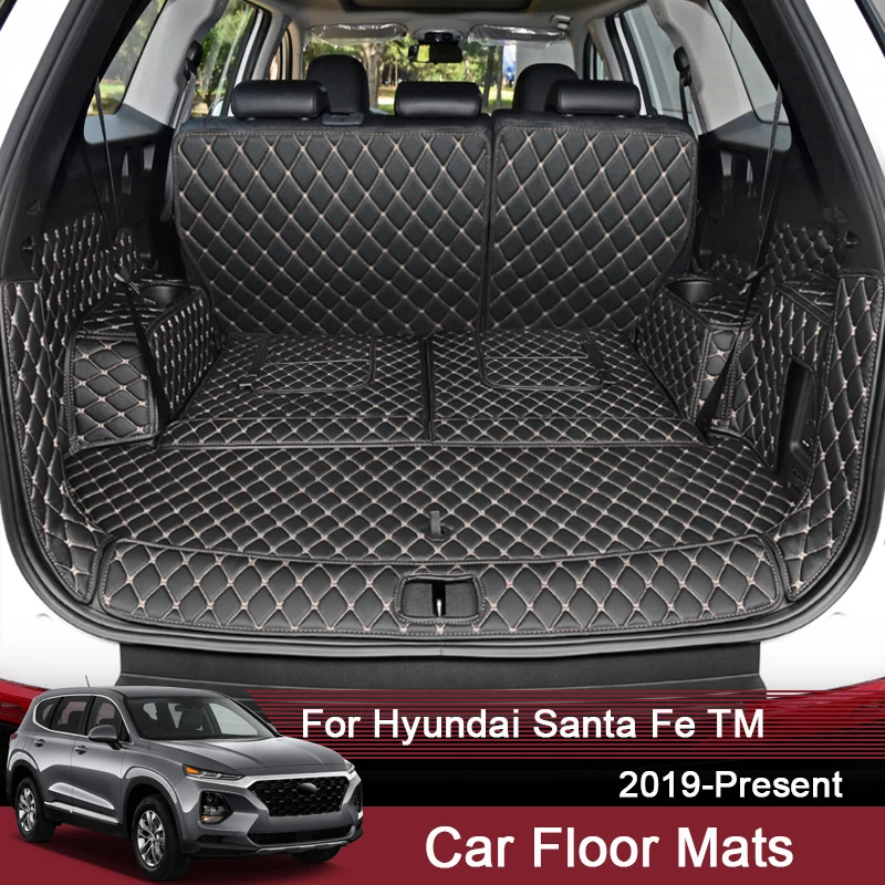 Auto Styling Custom Stamm Matte Für Hyundai Santa Fe TM 2019-2024 Leder  Wasserdichte Auto Cargo-Liner Pad interne Zubehör