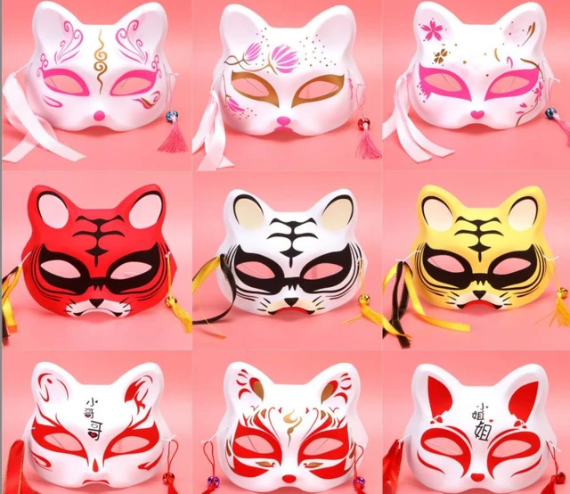 Pink Cherry Blossoms Fox Masks Anime Cosplay Japanese Half Face