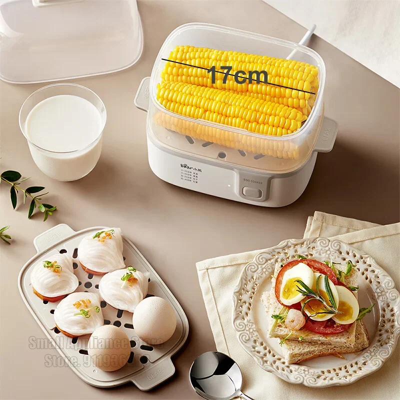 Bear Food Steamer Single/Double Layer Electric Vegetable Steamer Multifunctional Steam Pot Cooking Steaming 3D Cycle Steam 270w