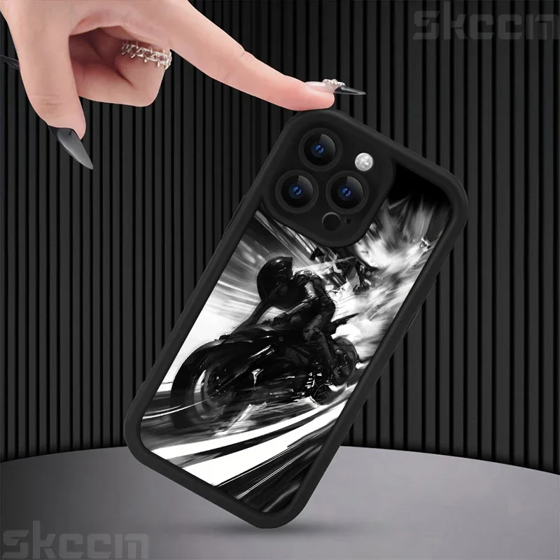 Stylish Black Biker Shockproof Silicone Phone Case