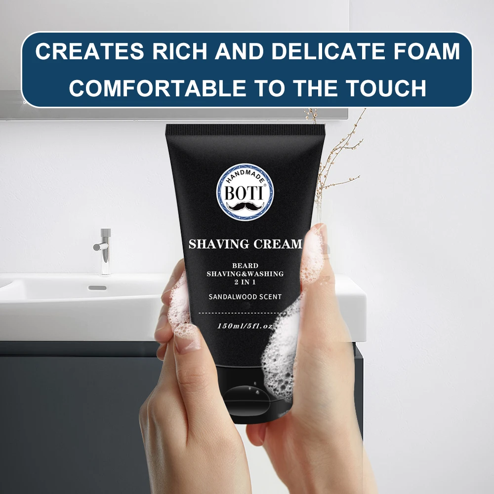 Boti Sandalwood Shaving Cream Shaving 2 In 1 Combination Men's Beard Wet Barber Shop Professional Cleaning Beard