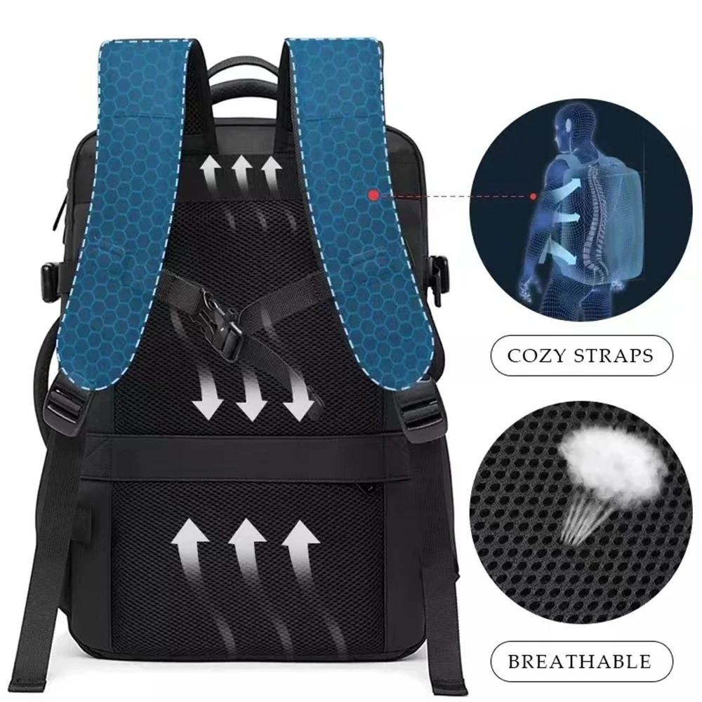 Travel Backpack Men Business Backpack School Expandable USB Bag Large Capacity 17.3 Laptop Waterproof Fashion Backpack