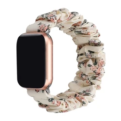 Colorful Elastic Scrunchie Apple Watch Band Replacement Strap for 42 44 45 49mm (Milk platinum flower)