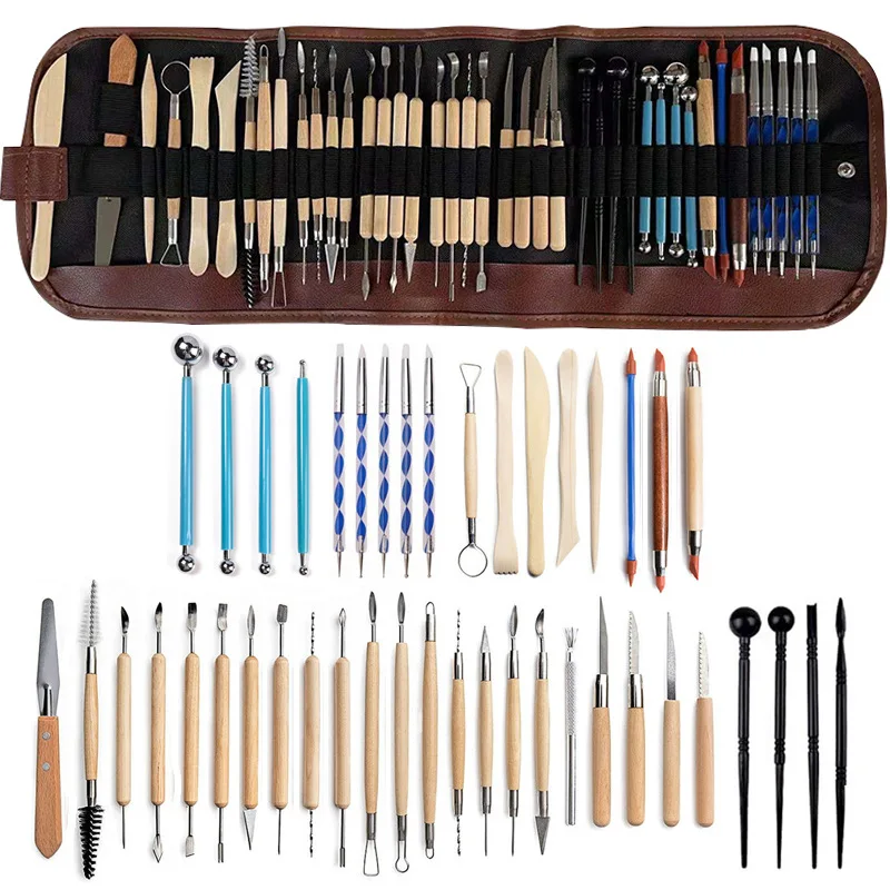 

43pcs DIY Ceramics Clay Sculpture Polymer tool set Beginner's Multi-tools Craft Sculpting Pottery Modeling Carving Wax Kit