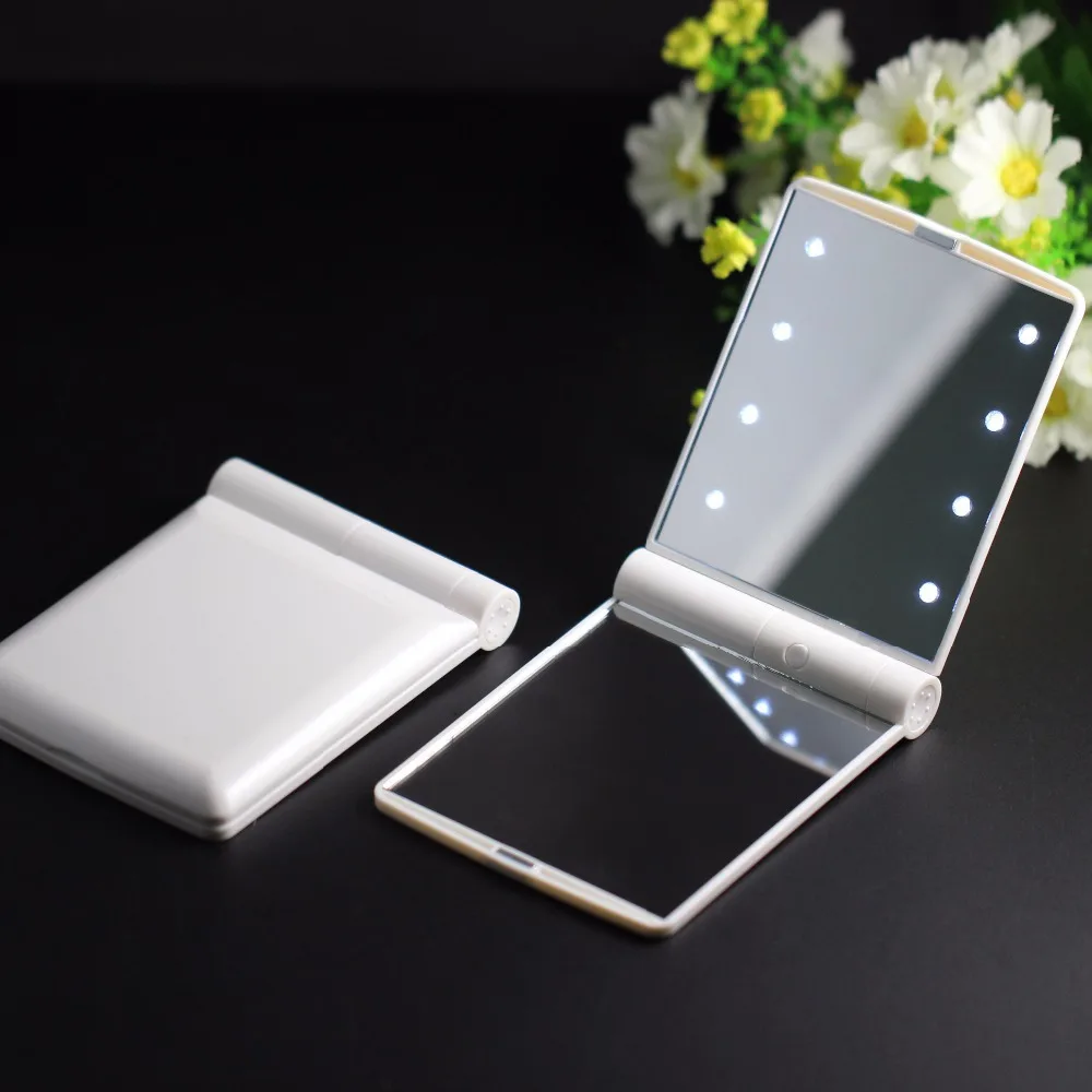 1Pcswith8LEDFoldableLightsLampsWomenMakeupMirrorsLady