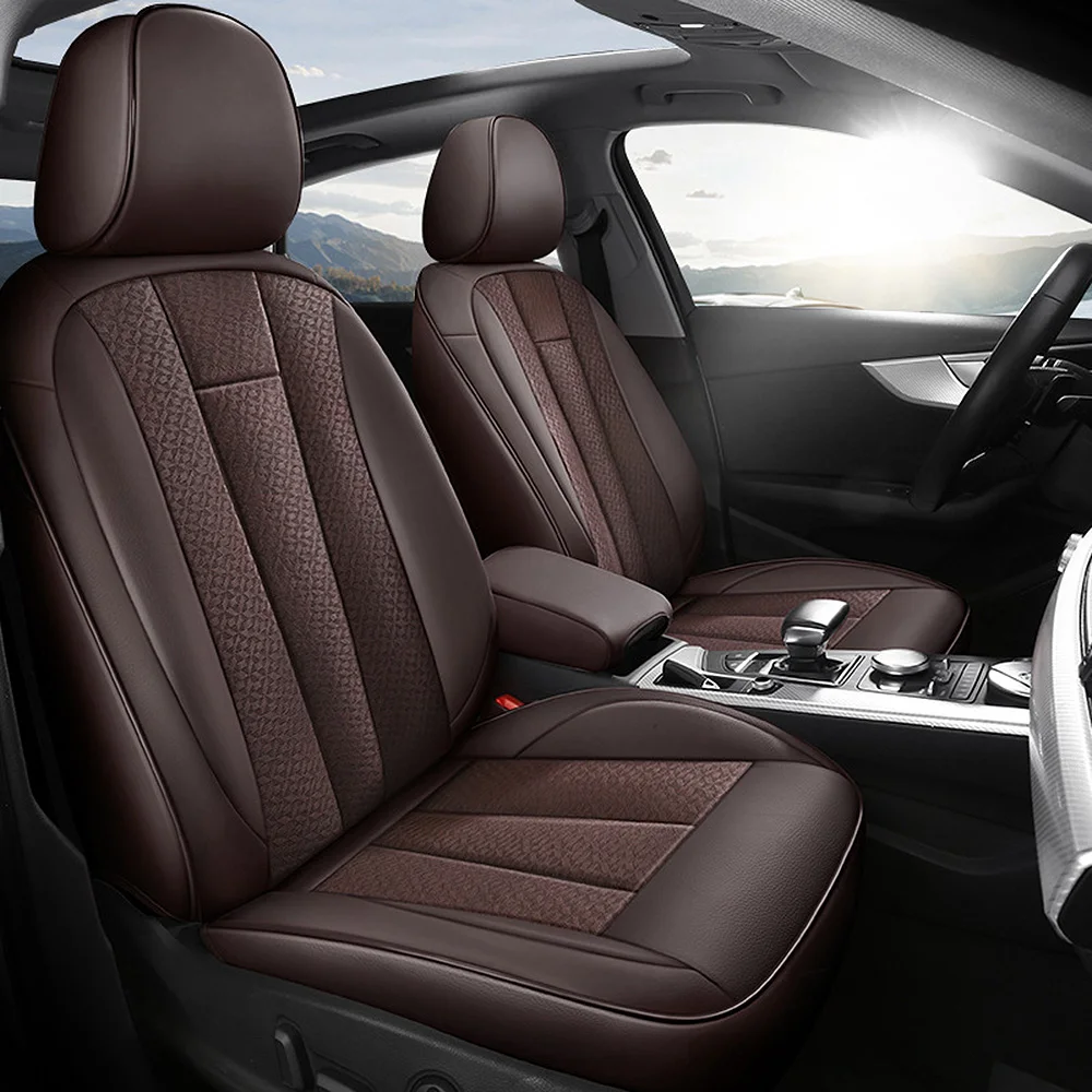 

For Audi A4 2016 - 2022 Custom Fitted Faux Leather + Ice Silk Car Seat Covers Set Full Surrounded Interior Protector Accessories