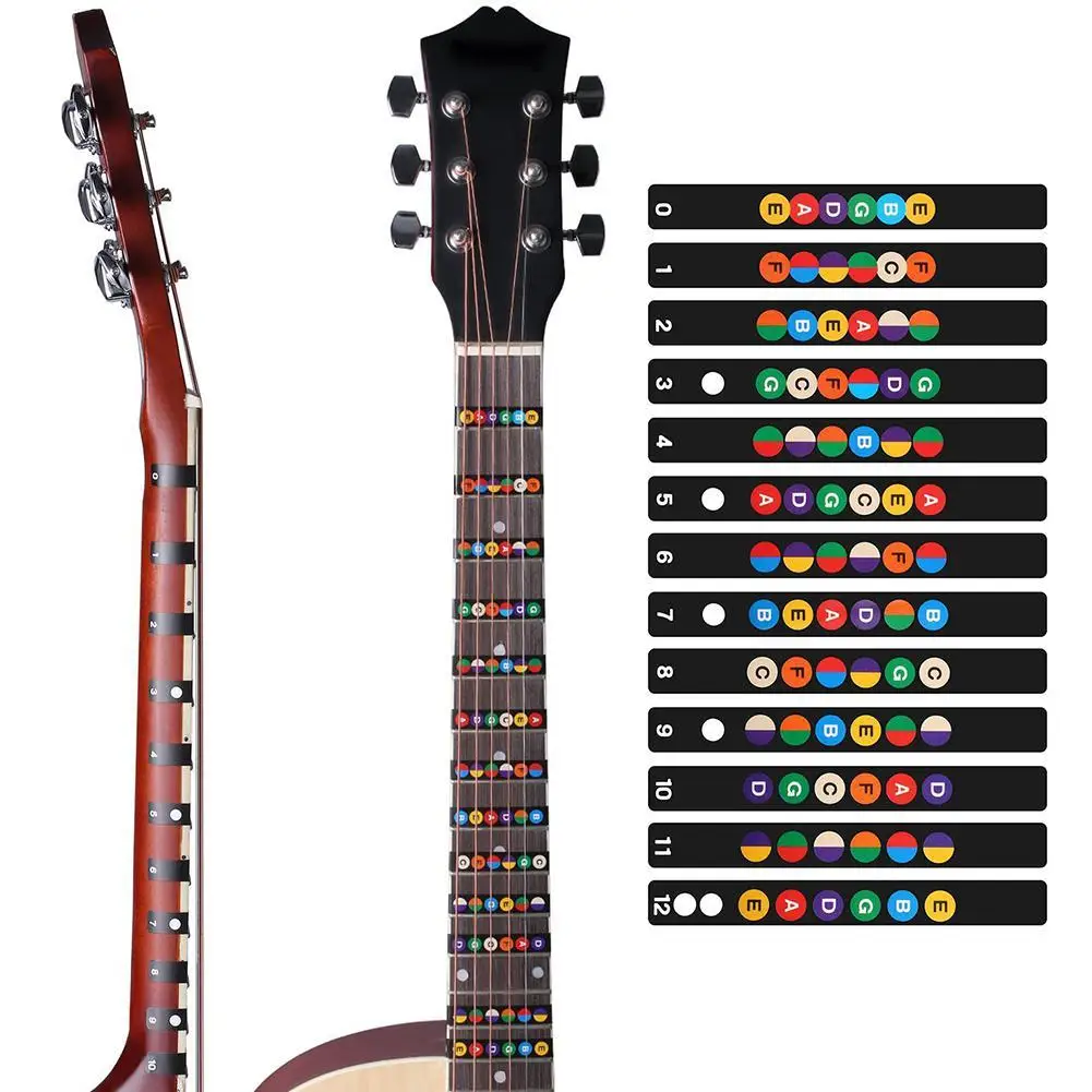 

Dragonpad Colorful Guitar Fretboard Note Decal Beginners Fingerboard Sticker Label Map Frets Scale Self Adhesive Stickers