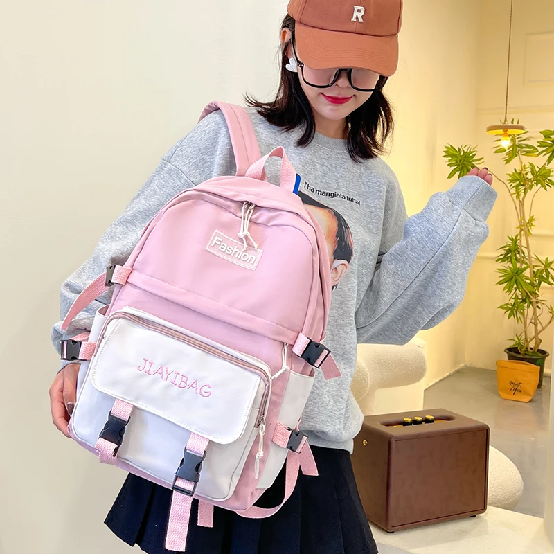 Young Girl 2022 New Backpack Women Kawaii Travel School Bags For Teenage Girls Panelled Cute Nylon Student Laptop Rucksack |