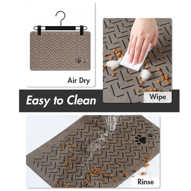 Absorbent Pet Feeding Mat Waterproof Quick Dry Placemat for Dog Cat Food Water Bowls with Non-Slip Rubber Backing 5