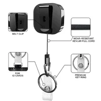 Heavy Duty Metal Retractable Badge Holders Carabiner Keychain Belt Badge Reels Clip Key Ring ID Card Holder 28.3inch Reinforced 2