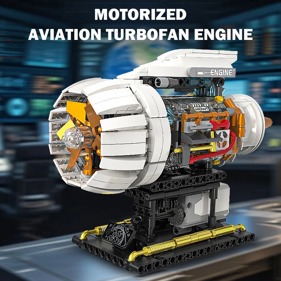 650 PCS MOC Technical Motorized Aircraft Engine Building Blocks ...