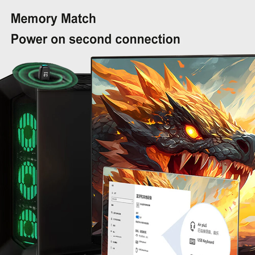 USB 블루투스 호환 5.4 어댑터 무선 USB 어댑터 드라이버 무료 무선 BT 5.4 동글 어댑터 (PC/노트북용)